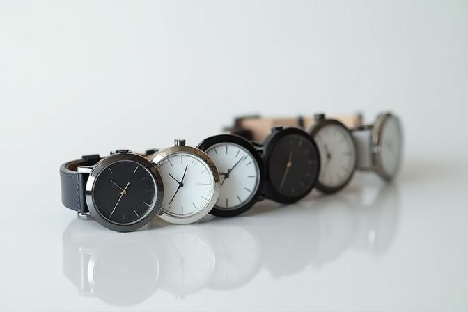 Collection of minimalist watches offered by Seoul Minimal Style, showcasing clean design.